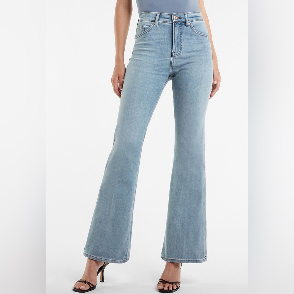 Express High Rise Light Blue Flare Jeans